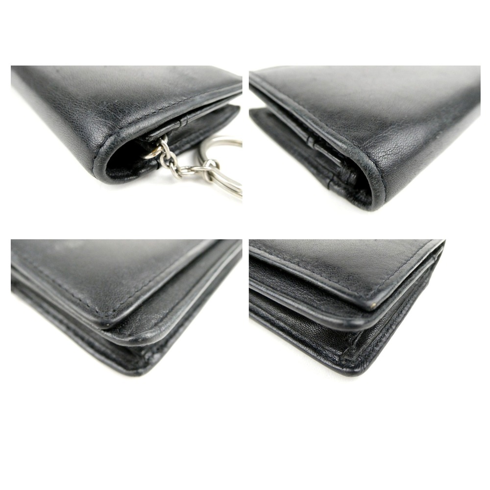 Coach Black Leather Small Bifold Card Wallet w/ Keychain - Picture 9 of 13